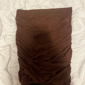 Elegant Brown Ruched Skirt